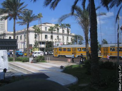 Une rue d'Alexandrie avec son tram